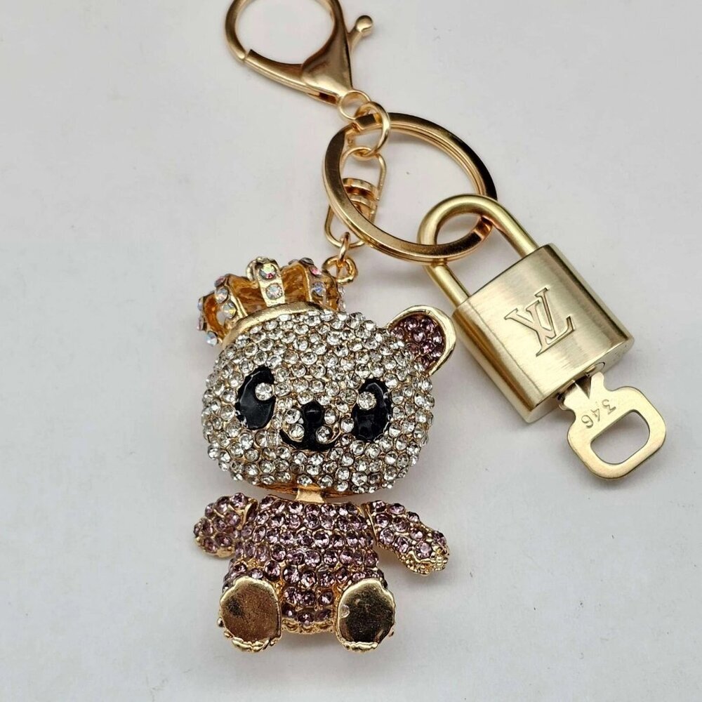 Authentic Louis Vuitton Gold Padlock & Key 🔒 LV Bag Charm w/ Unbranded Keychai - Picture 7 of 7